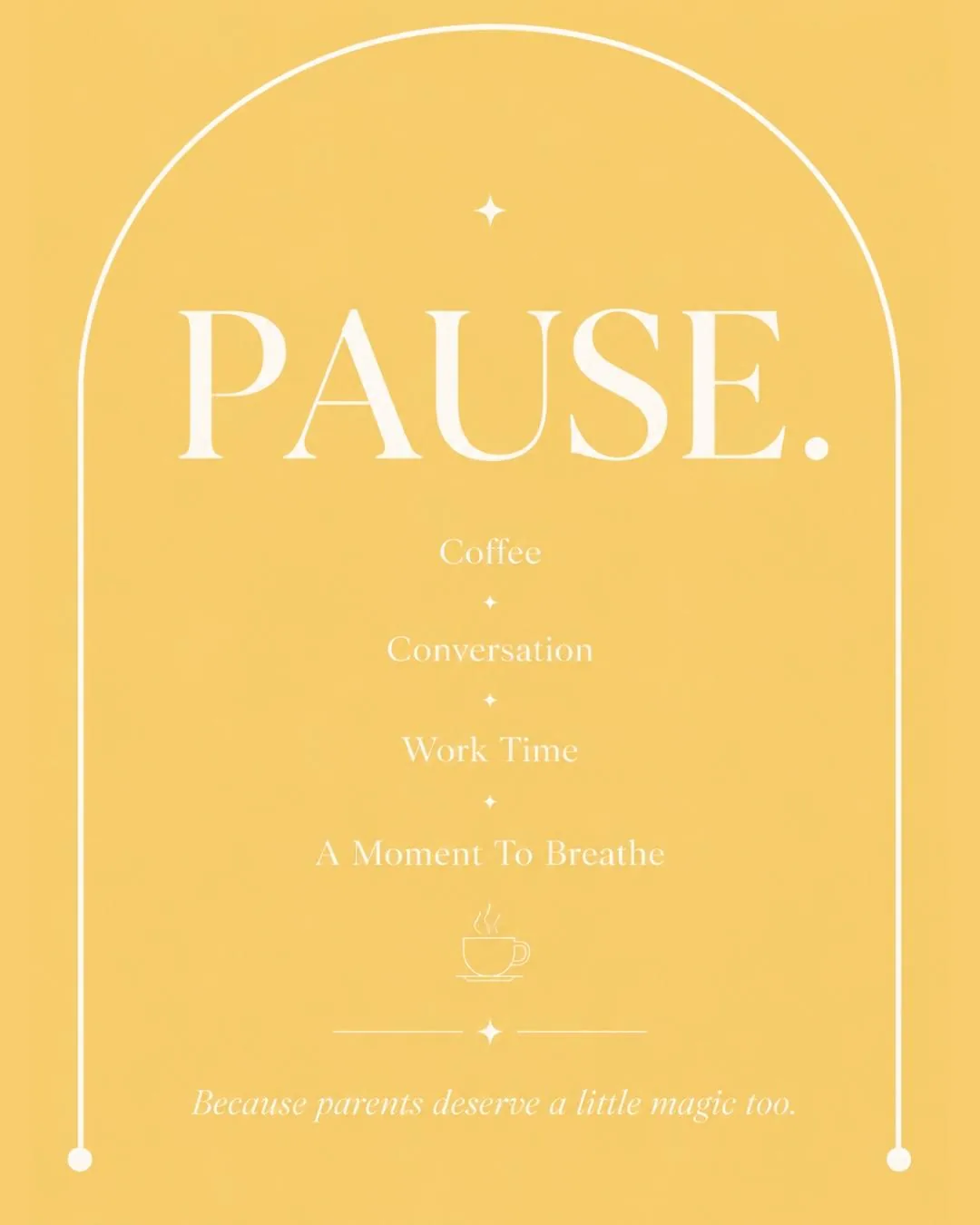 Pause post: coffee, conversation, work time, a moment to breathe.