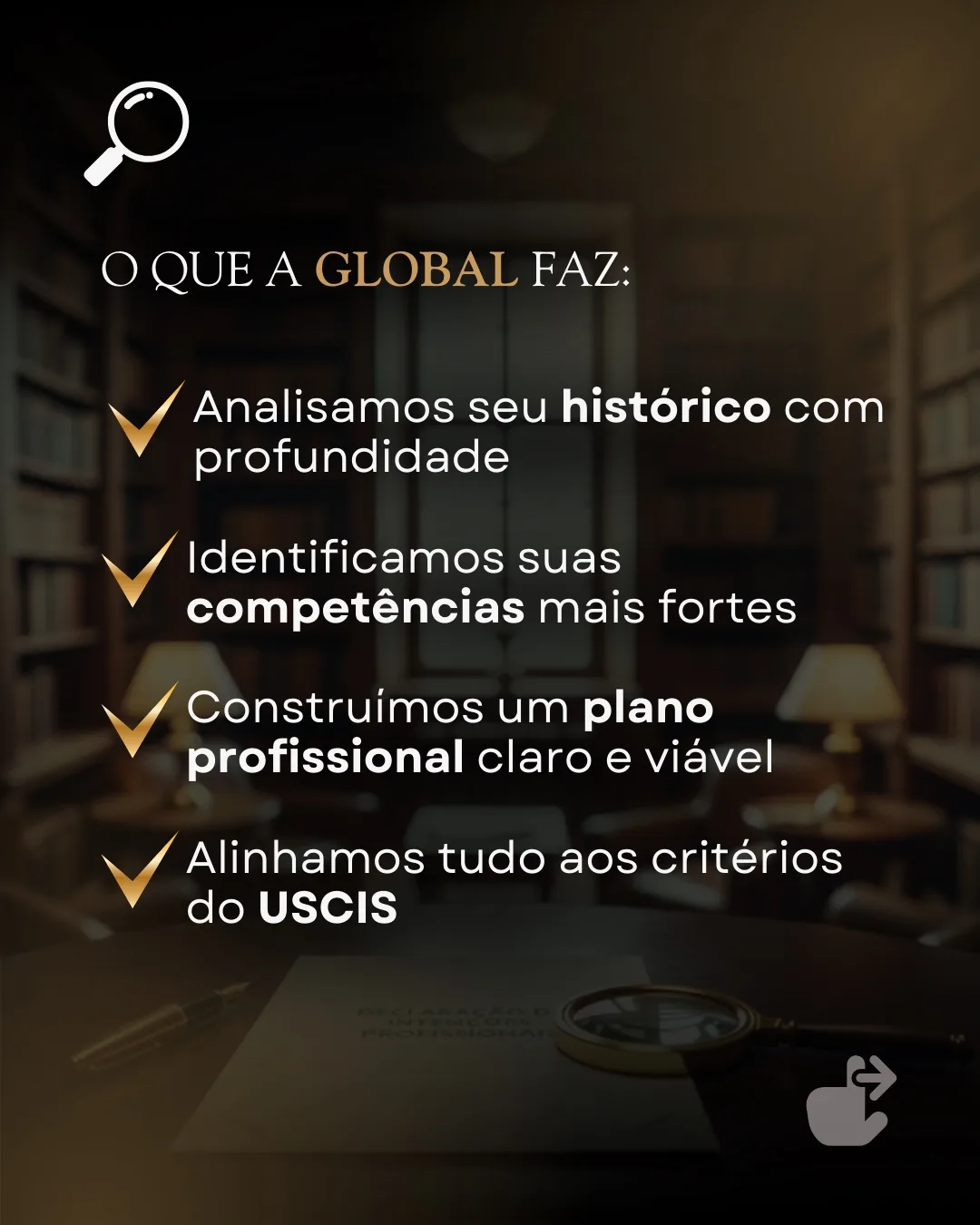 Slide 2: what Global does, in four steps.