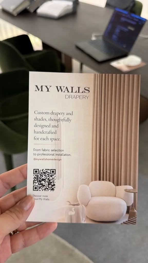 Flyer: custom drapery and shades, thoughtfully designed and handcrafted for each space.